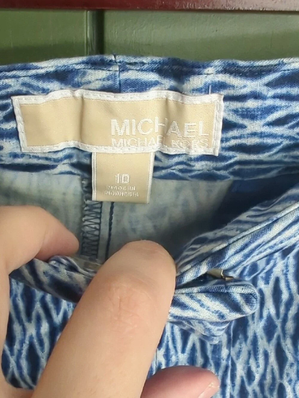 Michael Kors Blue and White Patterned Bermuda Shorts